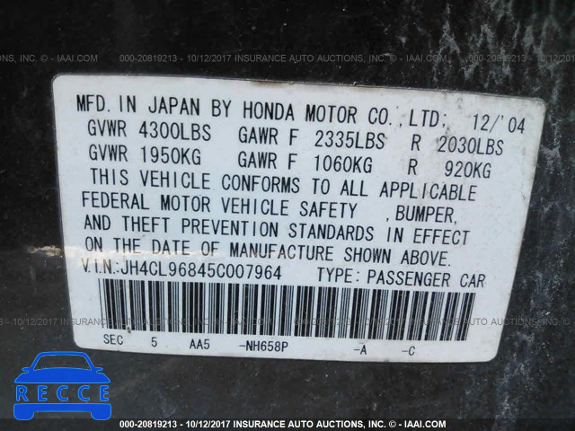 2005 Acura TSX JH4CL96845C007964 image 8