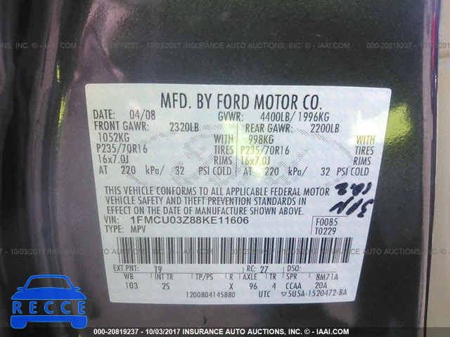 2008 Ford Escape 1FMCU03Z88KE11606 зображення 8