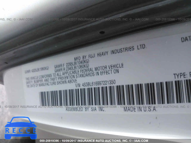 2009 Subaru Legacy 4S3BL616997221350 Bild 8