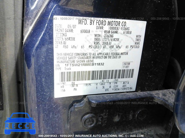 2008 Ford F250 1FTSW21R88EB11832 image 8