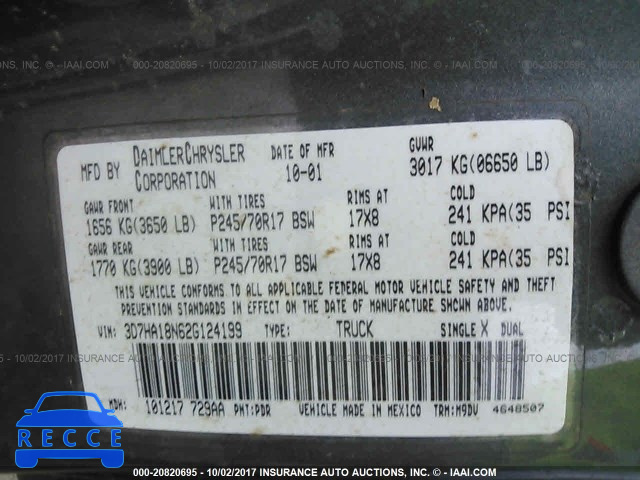 2002 Dodge RAM 1500 3D7HA18N62G124199 image 8