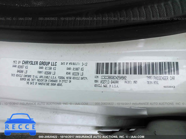 2012 Chrysler 200 1C3CCBBG8CN250902 image 8