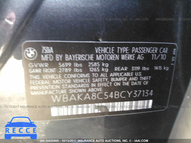 2011 BMW 750 I WBAKA8C54BCY37134 image 8