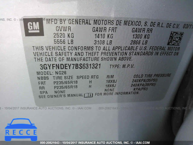 2011 Cadillac SRX 3GYFNDEY7BS631321 image 8