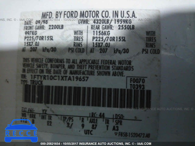 1999 Ford Ranger 1FTYR10C1XTA19657 image 8