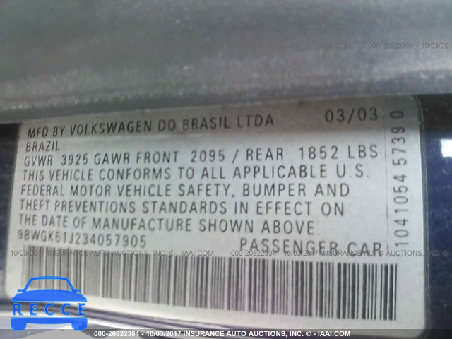 2003 Volkswagen Golf GLS 9BWGK61J234057905 зображення 8