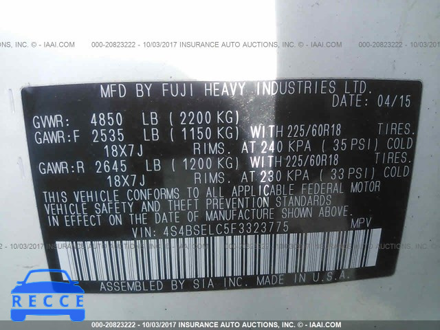 2015 Subaru Outback 4S4BSELC5F3323775 image 8
