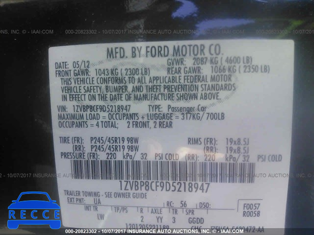 2013 Ford Mustang GT 1ZVBP8CF9D5218947 зображення 8