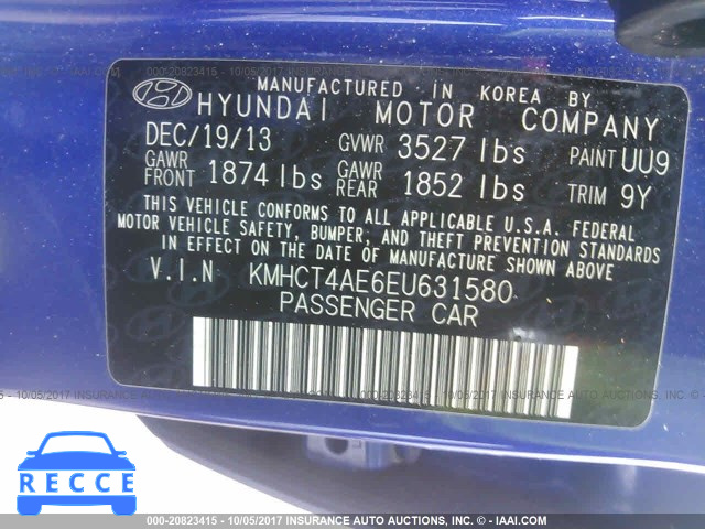 2014 Hyundai Accent KMHCT4AE6EU631580 image 8