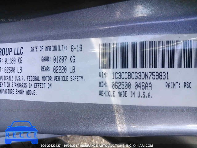2013 Chrysler 200 1C3CCBCG3DN759831 зображення 8