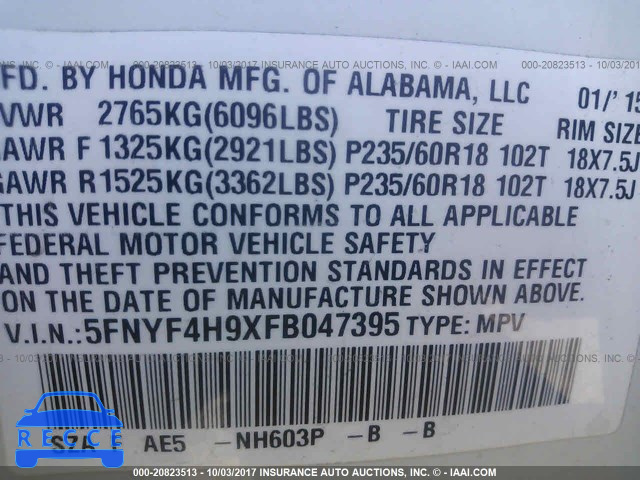 2015 Honda Pilot TOURING 5FNYF4H9XFB047395 image 8