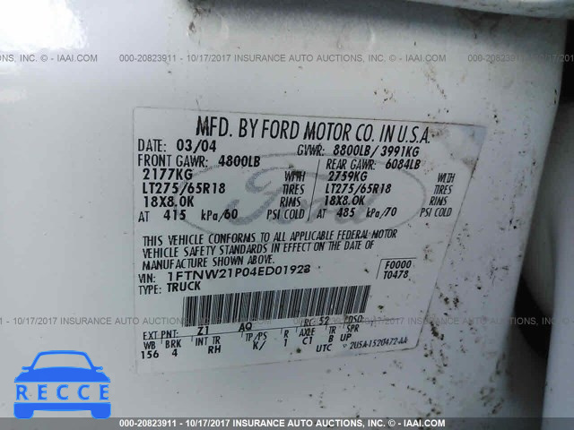 2004 Ford F250 1FTNW21P04ED01923 image 8