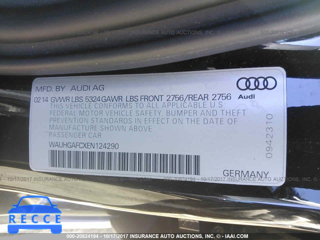 2014 Audi A6 WAUHGAFCXEN124290 image 8
