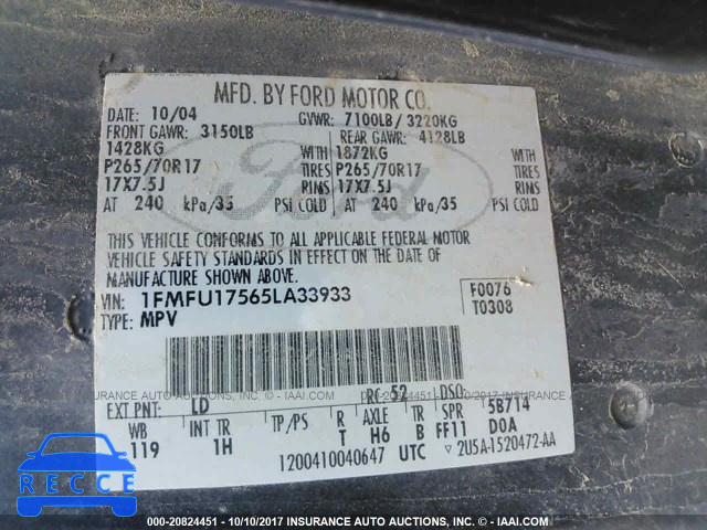 2005 Ford Expedition 1FMFU17565LA33933 image 8