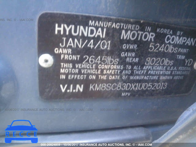 2001 Hyundai Santa Fe GLS/LX KM8SC83DX1U052013 image 8