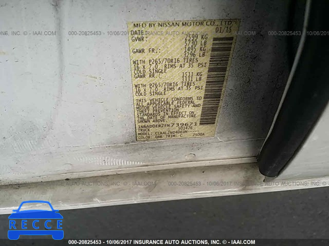 2015 NISSAN FRONTIER S/SV/SL/PRO-4X 1N6AD0ER2FN739671 image 8