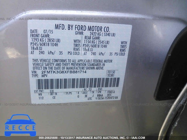 2015 Ford Edge SE 2FMTK3G8XFBB81714 image 8