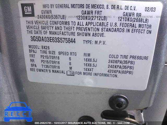 2003 Buick Rendezvous 3G5DA03E63S575844 image 8