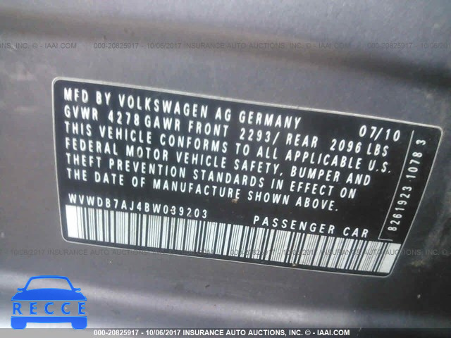 2011 Volkswagen Golf WVWDB7AJ4BW039203 image 8