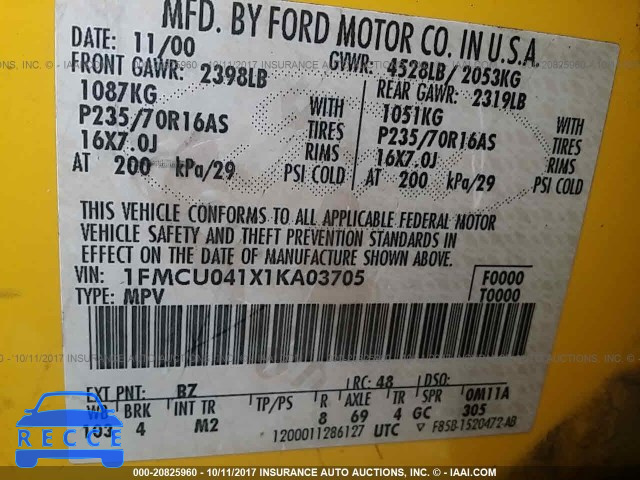 2001 Ford Escape 1FMCU041X1KA03705 image 8