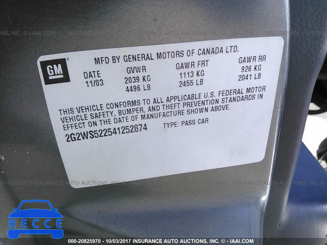 2004 Pontiac Grand Prix GT2 2G2WS522541252874 image 8