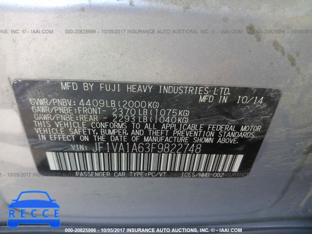 2015 Subaru WRX JF1VA1A63F9822748 image 8