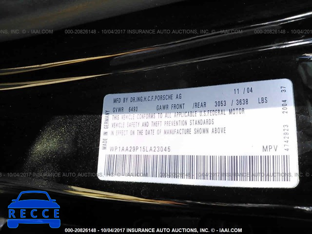 2005 Porsche Cayenne WP1AA29P15LA23045 зображення 8
