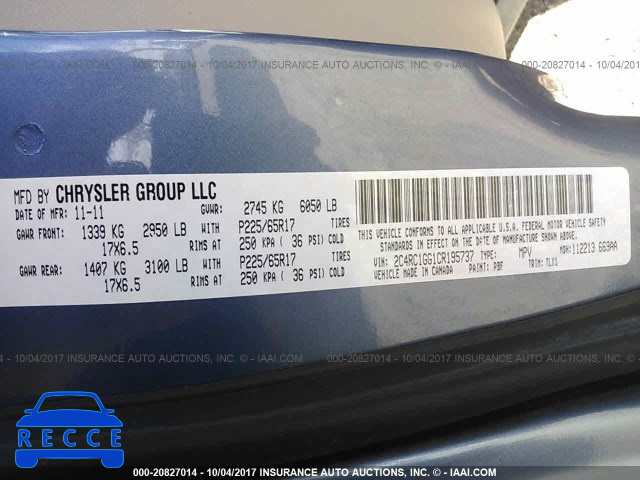 2012 Chrysler Town and Country 2C4RC1GG1CR195737 image 8