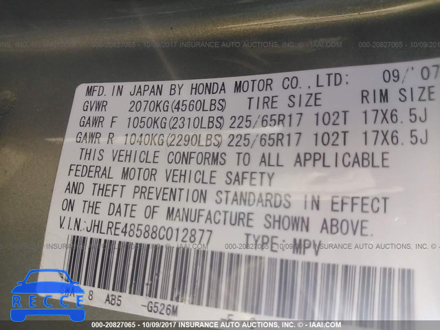 2008 Honda CR-V JHLRE48588C012877 Bild 8