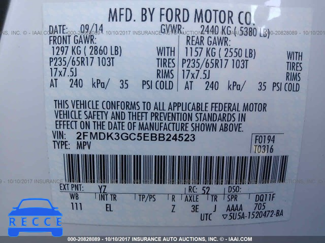 2014 Ford Edge 2FMDK3GC5EBB24523 Bild 8