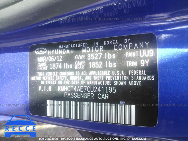 2012 Hyundai Accent KMHCT4AE7CU241195 image 8