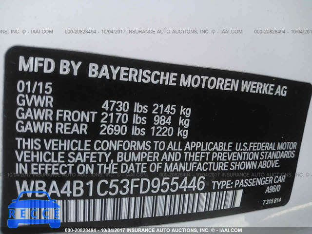 2015 BMW 435 WBA4B1C53FD955446 зображення 8