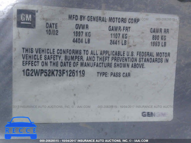 2003 Pontiac Grand Prix GT 1G2WP52K73F126119 image 8