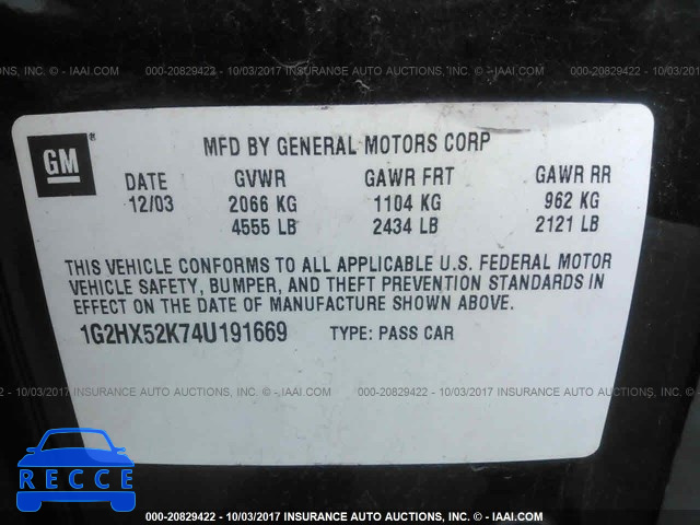 2004 Pontiac Bonneville SE 1G2HX52K74U191669 image 8