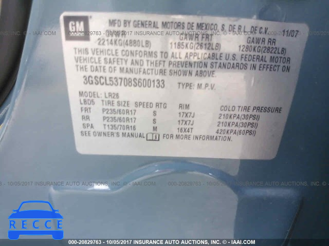 2008 Saturn VUE 3GSCL53708S600133 image 8