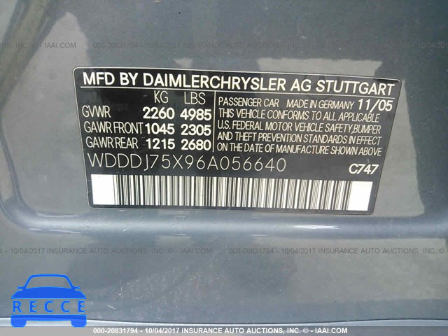 2006 Mercedes-benz CLS WDDDJ75X96A056640 зображення 8