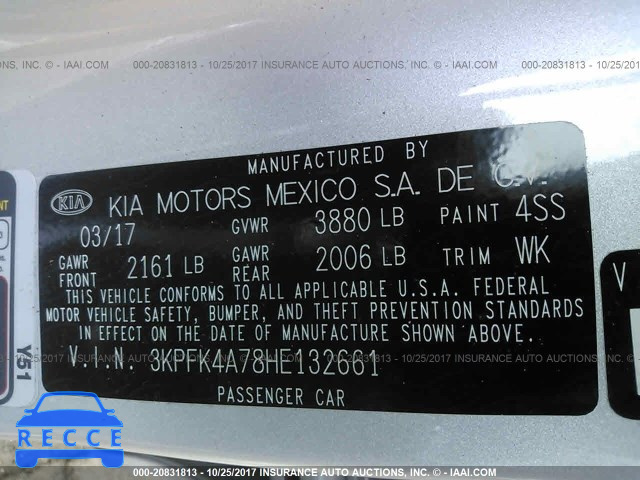 2017 KIA FORTE 3KPFK4A78HE132661 image 8