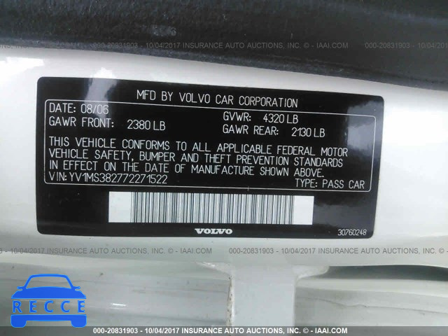 2007 Volvo S40 2.4I YV1MS382772271522 Bild 8
