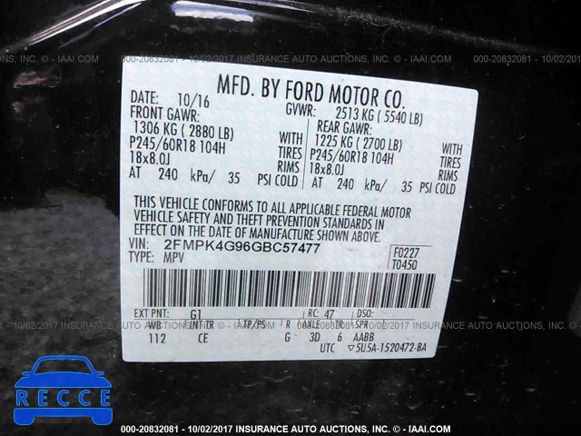 2016 Ford Edge SE 2FMPK4G96GBC57477 зображення 8