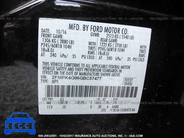 2016 Ford Edge SE 2FMPK4G96GBC57477 Bild 8