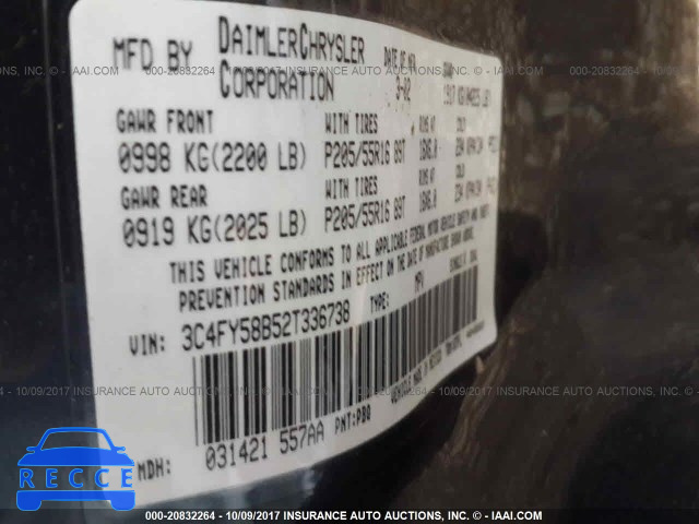 2002 Chrysler PT Cruiser 3C4FY58B52T336738 зображення 8