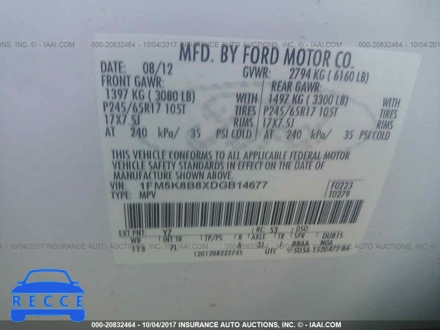 2013 Ford Explorer 1FM5K8B8XDGB14677 Bild 8