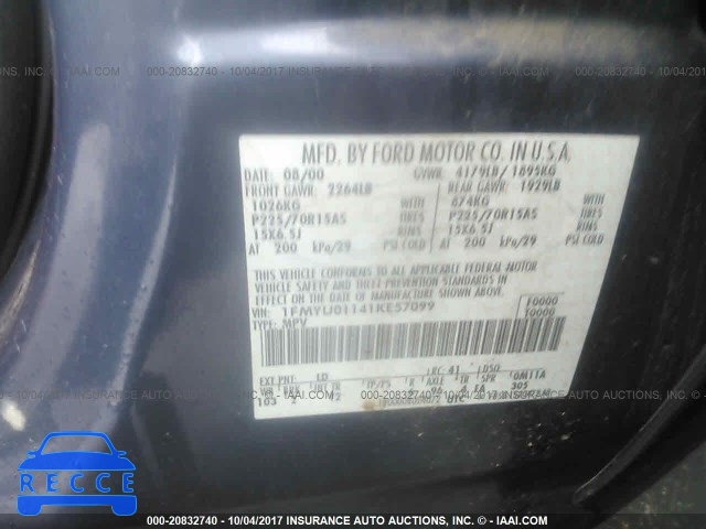 2001 Ford Escape XLS 1FMYU01141KE57099 image 8