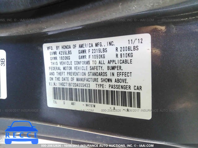 2013 Honda Accord 1HGCT1B72DA005433 image 8