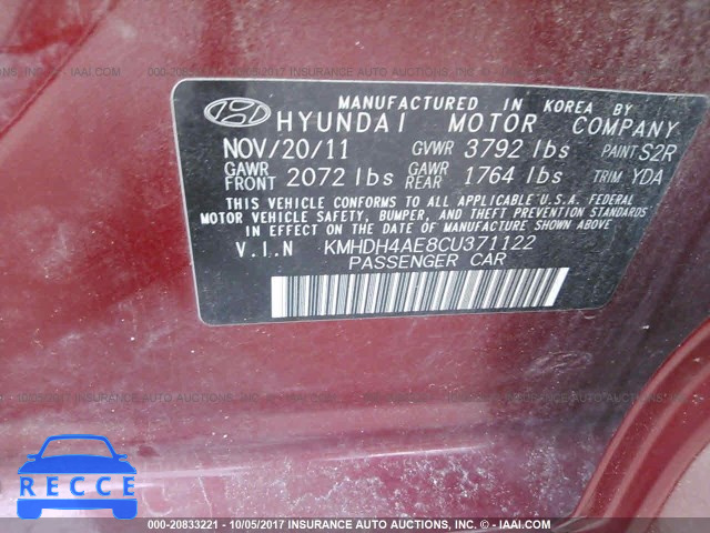 2012 Hyundai Elantra KMHDH4AE8CU371122 Bild 8