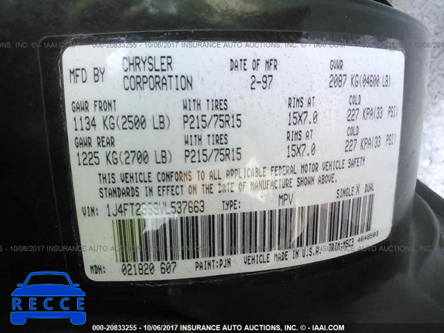 1997 Jeep Cherokee SE 1J4FT28S9VL537663 image 8