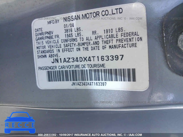 2004 Nissan 350Z JN1AZ34DX4T163397 image 8