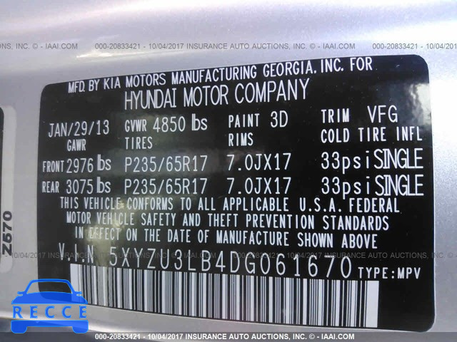 2013 Hyundai Santa Fe Sport 5XYZU3LB4DG061670 image 8
