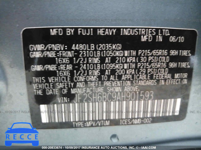 2010 Subaru Forester XS JF2SH6BC9AH901593 image 8