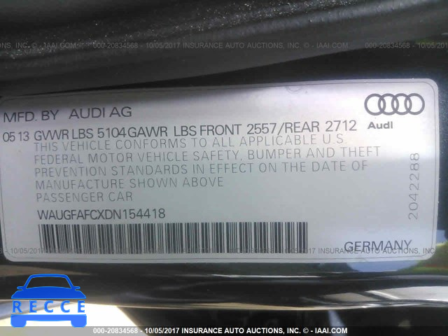 2013 Audi A6 PREMIUM PLUS WAUGFAFCXDN154418 зображення 8